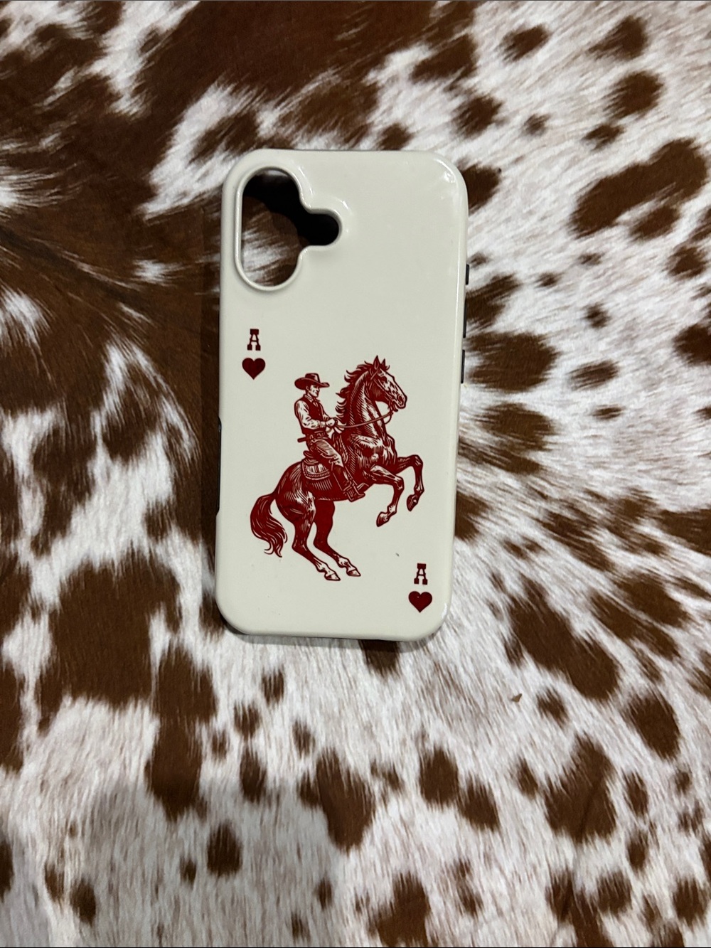 White Phone Case with Red Cowboy Ace Heart Graphic